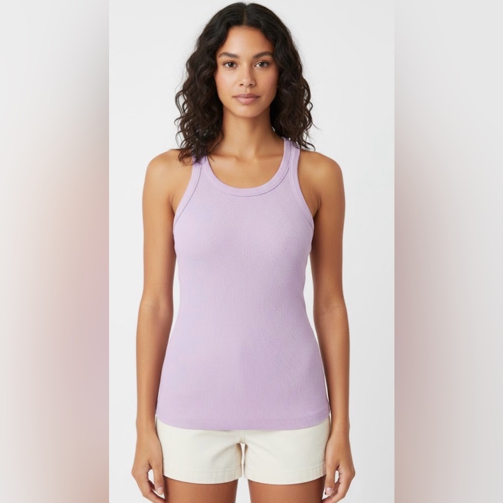Madewell Lilac Ribbed Tank Top | Purple Sleeveless Scoop Neck | Size XXS